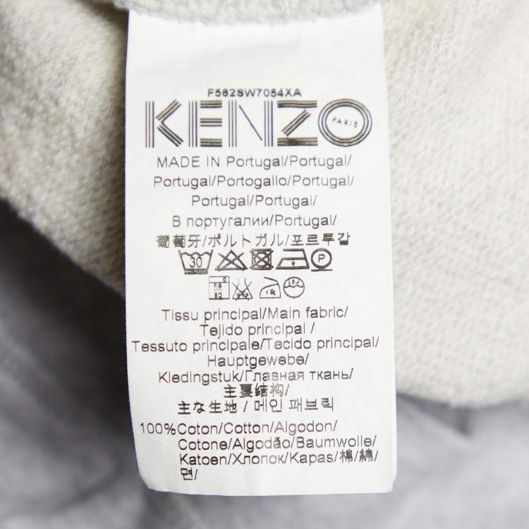 Pre Owned Kenzo Grey Tiger Embroidered Cotton Sweatshirt S