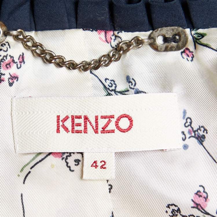 Pre Owned Kenzo Navy Blue Wool & Cotton Double Breasted Blazer L