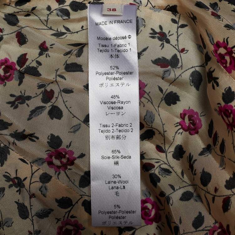 Pre Owned Kenzo Black Floral Jacquard Belted Single Breasted Coat M