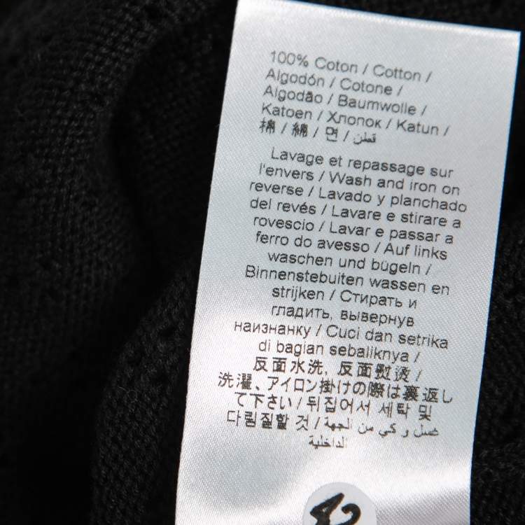 Pre Owned Kenzo Black Beaded Eye Pointelle Cotton Pullover Sweater M