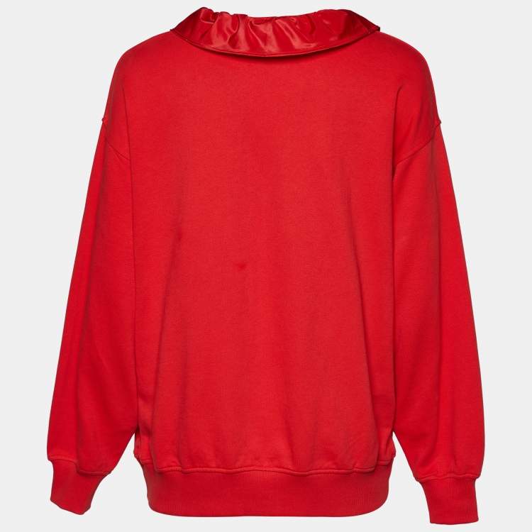 Pre Owned Kenzo Red La Collection Memento N°1 Cotton Ruffled Neck Sweatshirt S