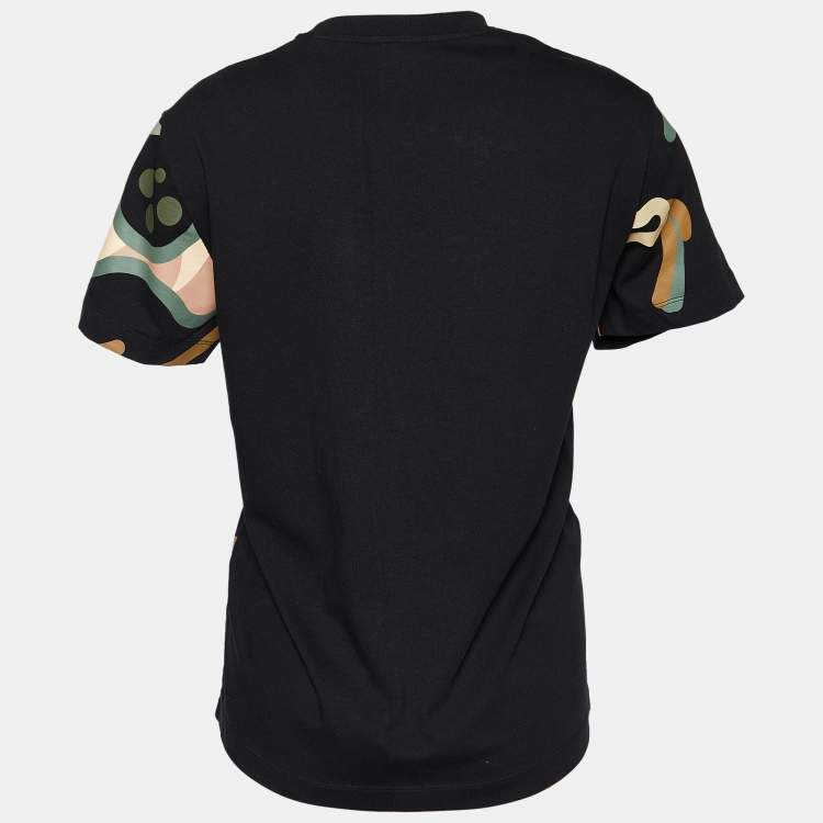 Pre Owned Kenzo Black Abstract Tiger Print Cotton Crew Neck T-Shirt M