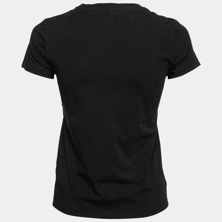 Pre Owned Kenzo Black Tiger Logo Print Cotton T-Shirt XS