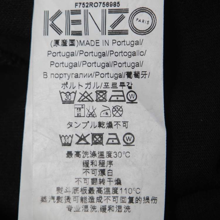 Pre Owned Kenzo Black Cotton Knit Logo Print Midi Dress S