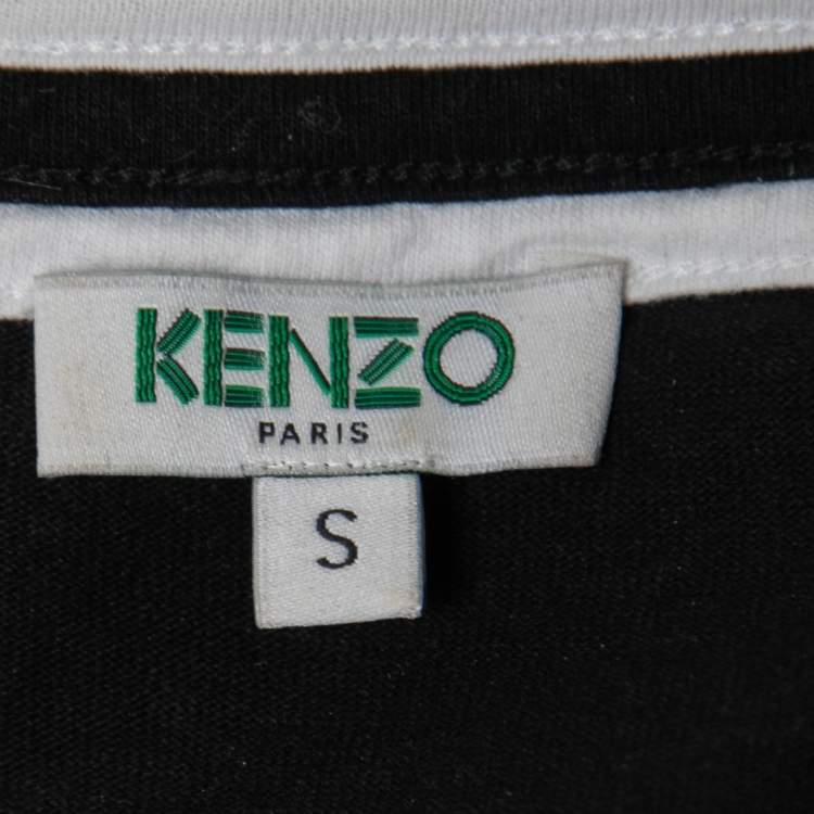Pre Owned Kenzo Black Cotton Knit Logo Print Midi Dress S