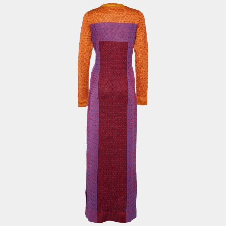 Pre Owned Kenzo Multicolor Patterned Knit Long Sleeve Dress L