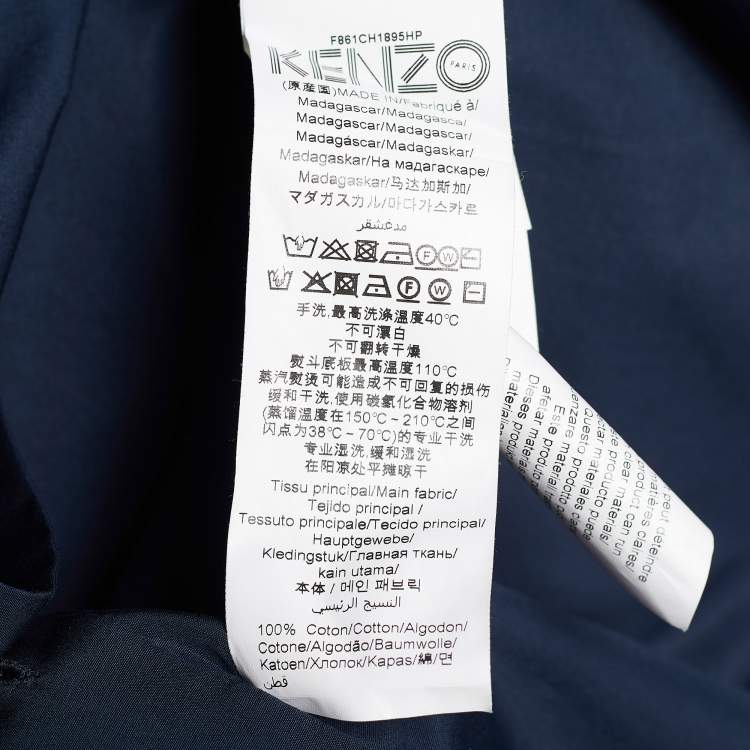 Pre Owned Kenzo Memento Collection Navy Blue Cotton Button Down Shirt S