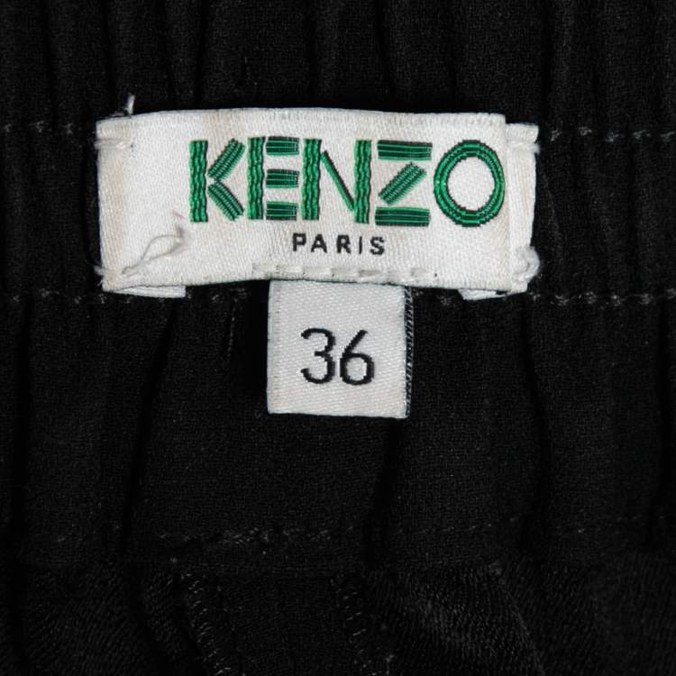 Pre Owned Kenzo Black Crepe Side Stripe Track Pants S