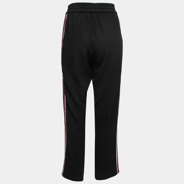 Pre Owned Kenzo Black Crepe Side Stripe Track Pants S