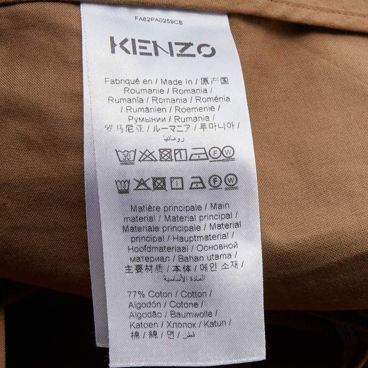 Pre Owned Kenzo Brown Herringbone Cropped Wide Leg Trousers M