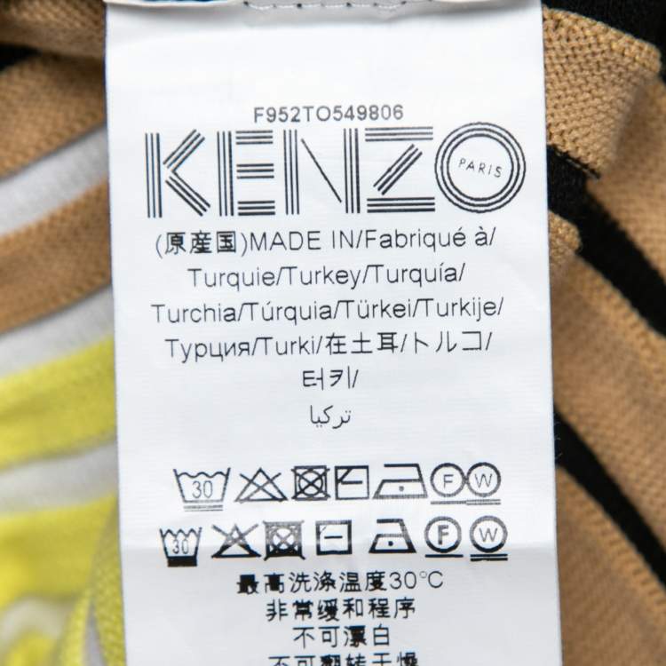 Pre Owned Kenzo Multicolor Striped Ribbed Knit Long Sleeve Top XS
