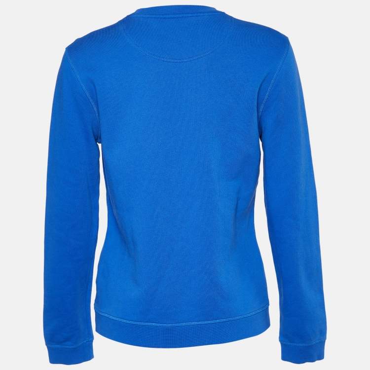 Pre Owned Kenzo Blue Eye Embroidered Cotton Crew Neck Sweatshirt L