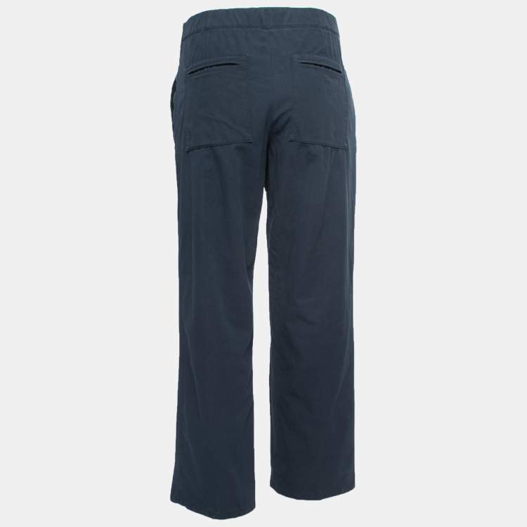 Pre Owned Kenzo Navy Blue Cotton Drawstring Pants M