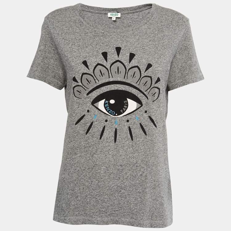ego Perforeren Suradam Kenzo Grey Eye Flocked Roundneck T-Shirt L Kenzo | TLC