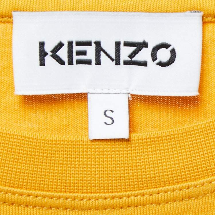 Pre Owned Kenzo Yellow Logo Printed Cotton Knit Round Neck T-Shirt S