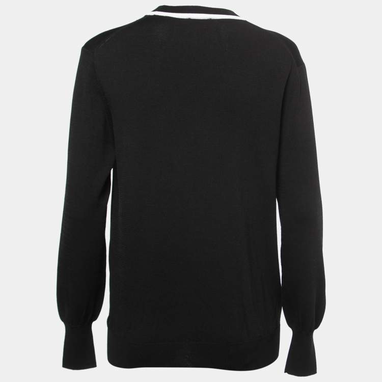 Pre Owned Kenzo Black/Red Knit Crew Neck Top L