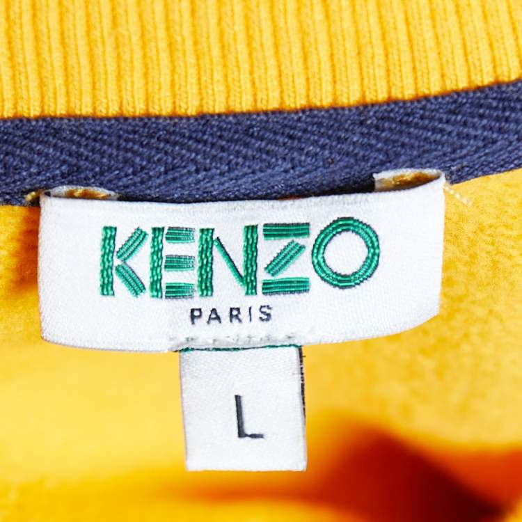 مملوكة مسبقًا Kenzo Yellow Tiger Applique Embroidered Cotton Knit Sweatshirt L