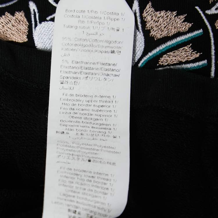 Pre Owned Kenzo Black Cotton Tiger-Motif Sweatshirt Dress S 