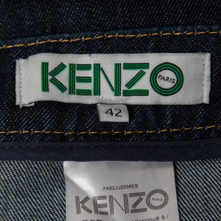 Pre Owned Kenzo Blue Dark Wash Denim Maxi Skirt L