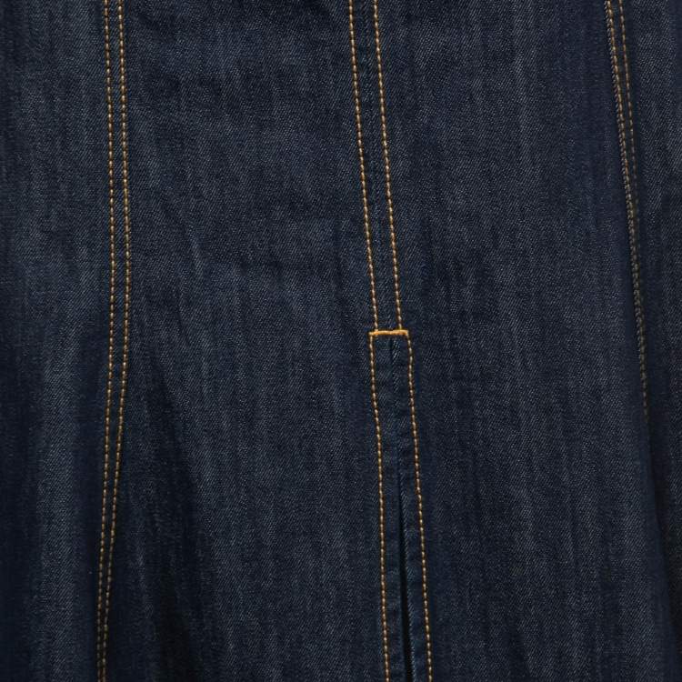 Pre Owned Kenzo Blue Dark Wash Denim Maxi Skirt L