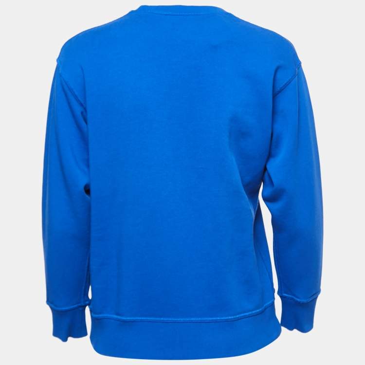 Pre Owned Kenzo Blue Cotton Tiger Motif Embroidered Sweatshirt XS