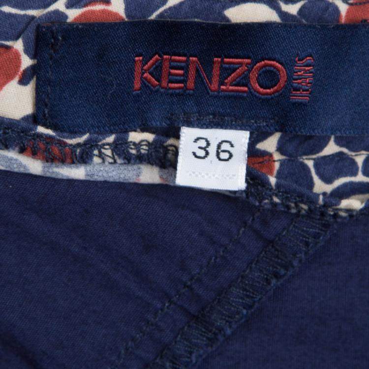 Pre Owned Kenzo Multicolor Printed Cotton Asymmetric Paneled Skirt S