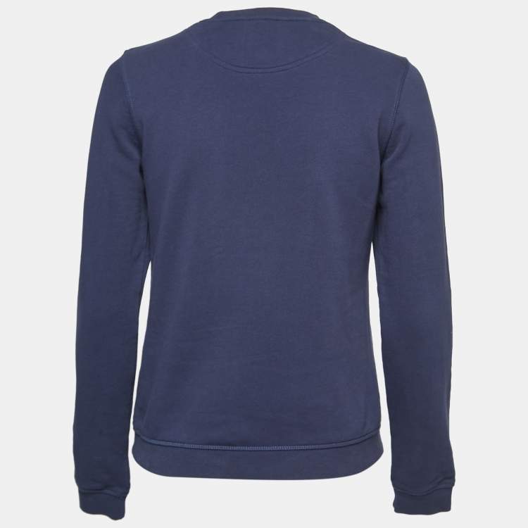 مملوكة مسبقًا Kenzo Navy Blue Cotton Tiger Motif Embroidered Sweatshirt S
