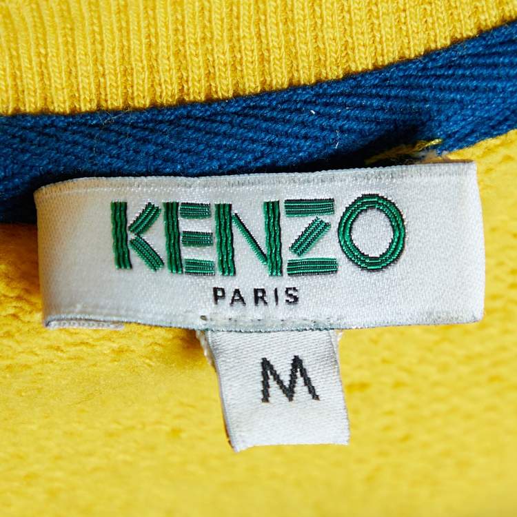 مملوكة مسبقًا Kenzo Yellow Tiger Applique Cotton Knit Sweatshirt M