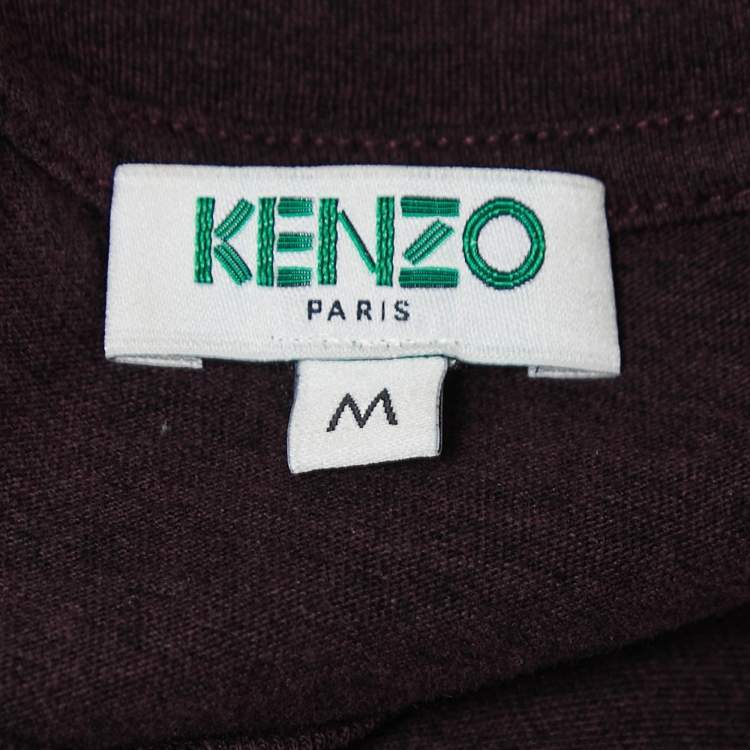 Pre Owned Kenzo Deep Purple Cotton Tiger Motif Print T-Shirt M