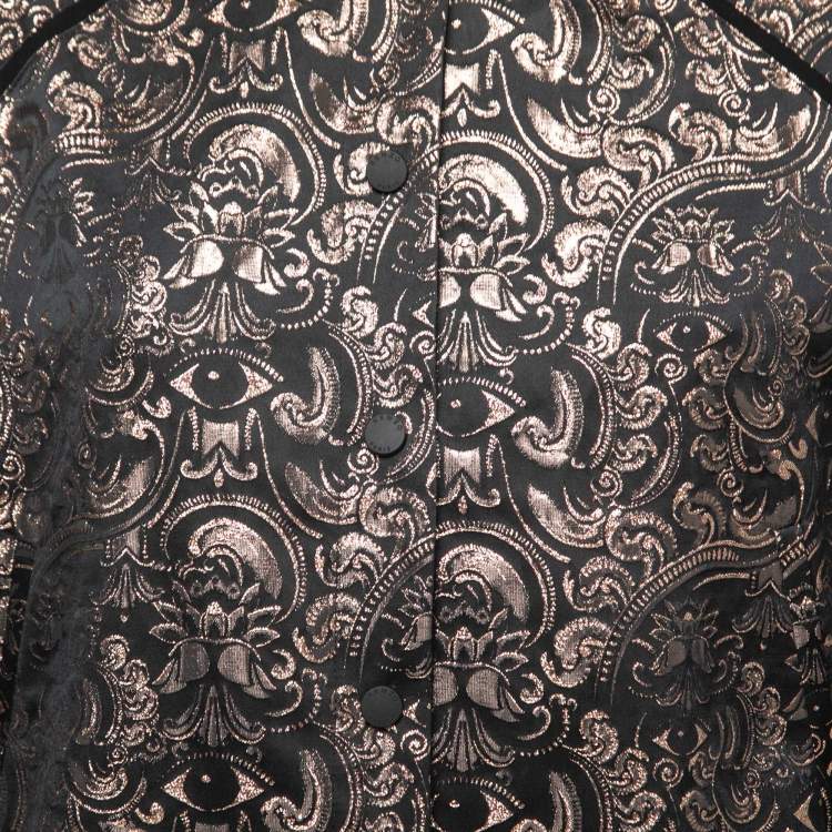Pre Owned Kenzo Black & Metallic Jacquard Bomber Jacket M