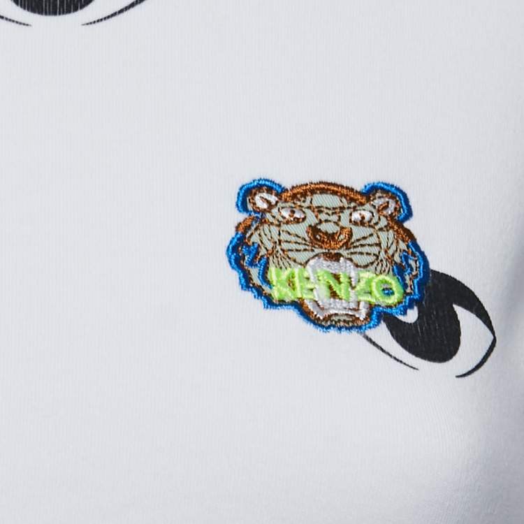 Pre Owned Kenzo White Eye Print Cotton Long Sleeve T-Shirt M