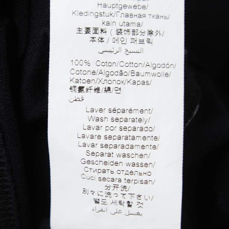 Pre Owned Kenzo Black Contrast Logo Print Cotton Crew Neck T-Shirt XS