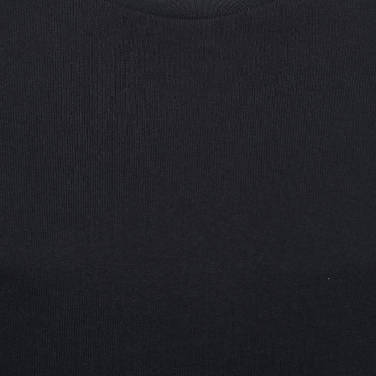 Pre Owned Kenzo Black Contrast Logo Print Cotton Crew Neck T-Shirt XS