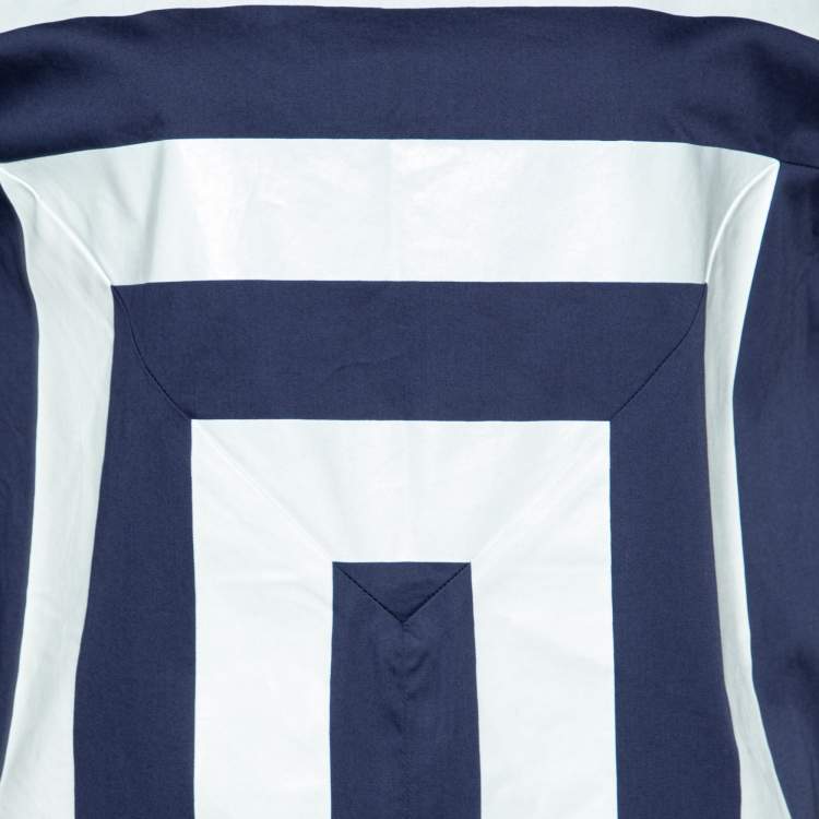 Pre Owned Kenzo Navy Blue & White Striped Cotton Shift Dress M