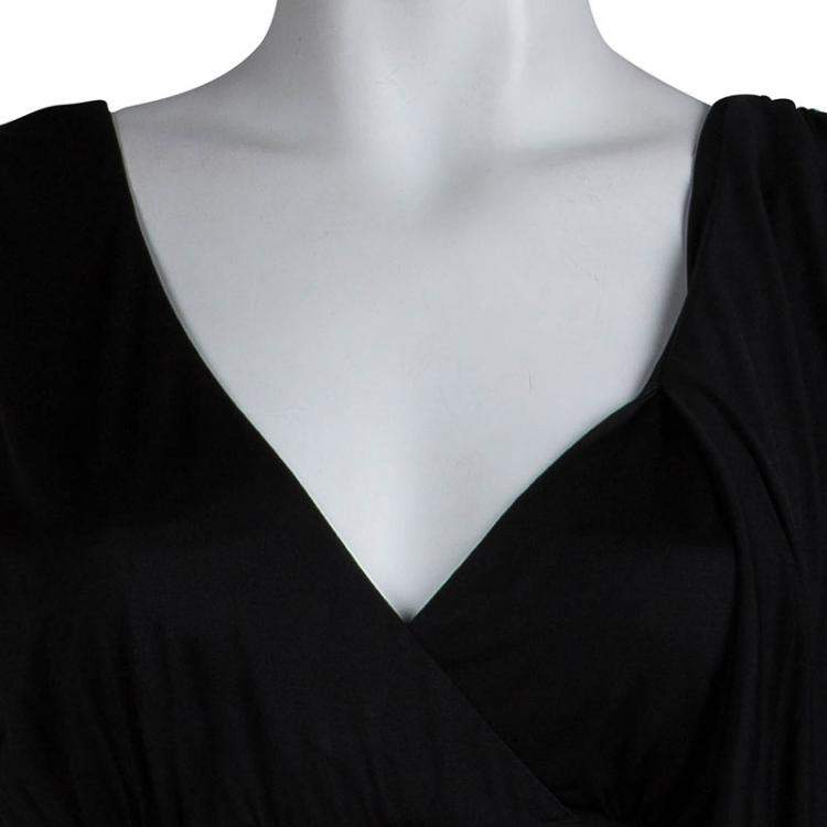 Pre Owned Kenzo Black Knit Draped Sleeveless Dress M
