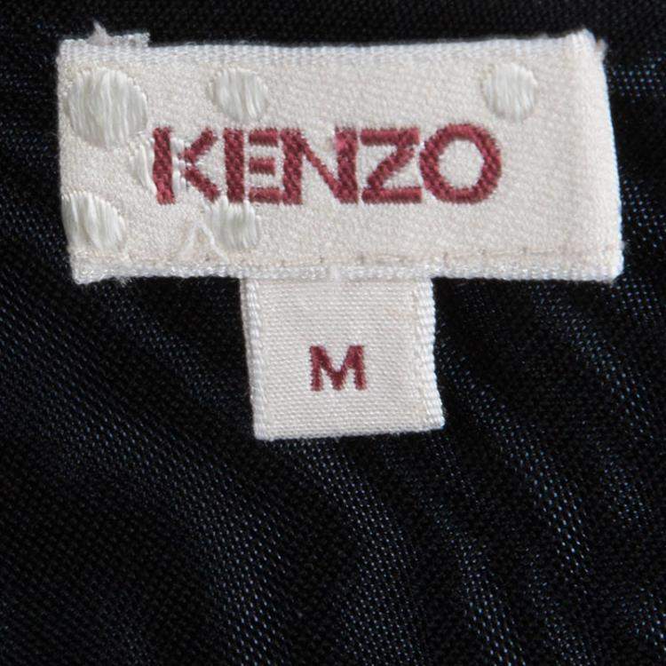 Pre Owned Kenzo Black Knit Draped Sleeveless Dress M