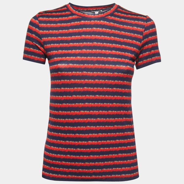Pre Owned Kenzo Red/Navy Blue Striped Jersey T-shirt  S