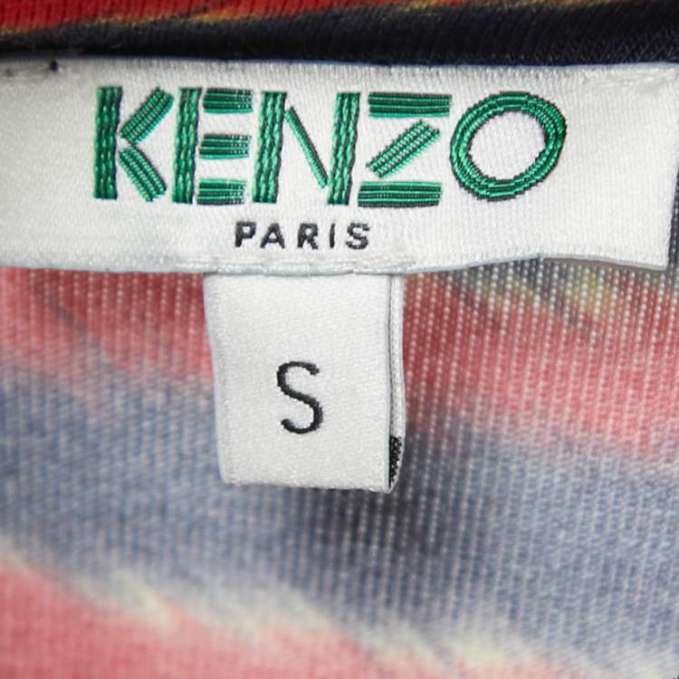 Pre Owned Kenzo Red/Navy Blue Striped Jersey T-shirt  S