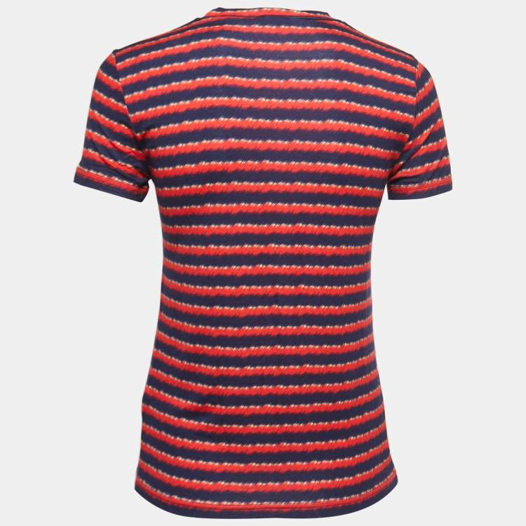 Pre Owned Kenzo Red/Navy Blue Striped Jersey T-shirt  S