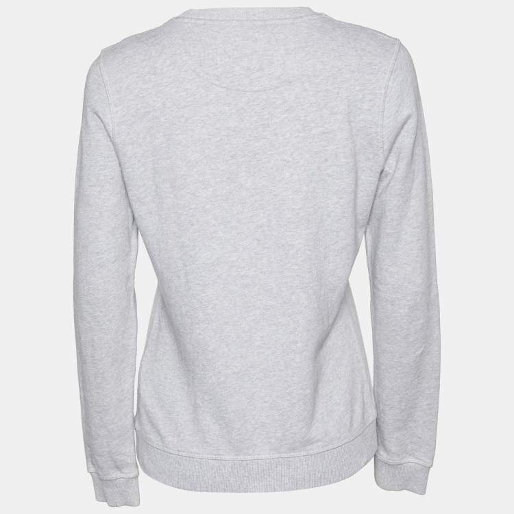Pre Owned Kenzo Light Grey Tiger Embroidered Cotton Crewneck Sweatshirt M