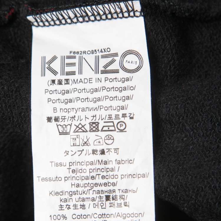 Pre Owned Kenzo Dark Grey All Over Tiger Motif Cotton Sweatshirt Dress M