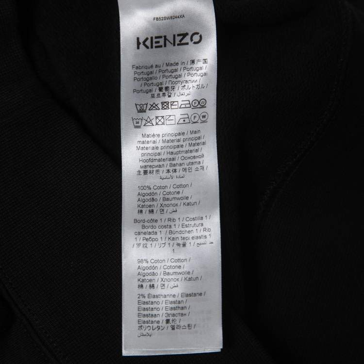 Pre Owned Kenzo Black Tiger Motif Embroidered Cotton Sweatshirt S