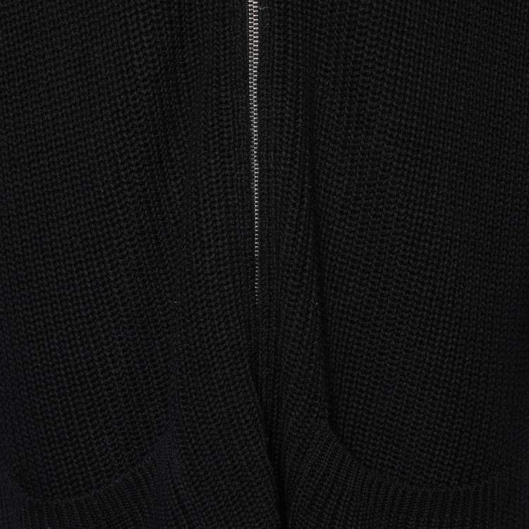 Pre Owned Kenzo Black Cotton & Wool Knit Zip Front Cardigan XL