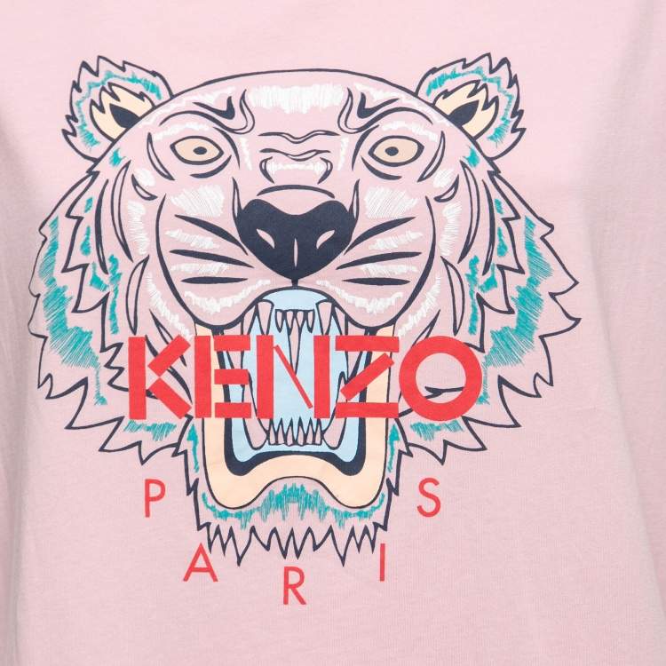 مملوكة مسبقًا Kenzo Pink Logo Printed Cotton Crew Neck Half Sleeve T-Shirt XL