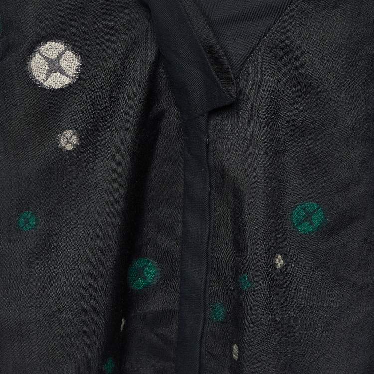 Pre Owned Kenzo Black Jacquard Kimono Button Front Shrug L