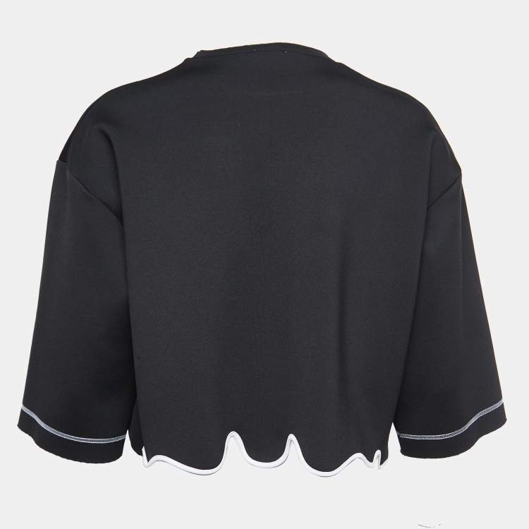 Pre Owned Kenzo Black Crepe Flared Hem Crop Top M