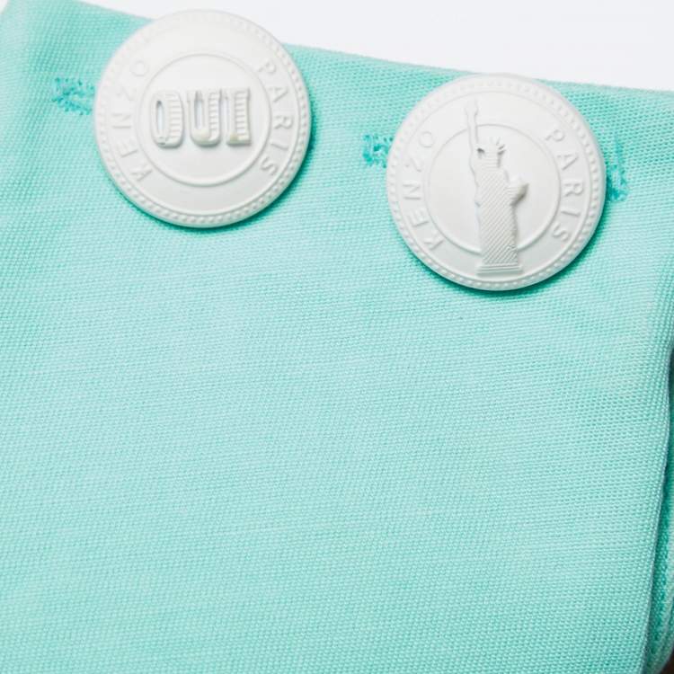 Pre Owned Kenzo Green Cotton Button Detailed Sleeveless Flared Top S