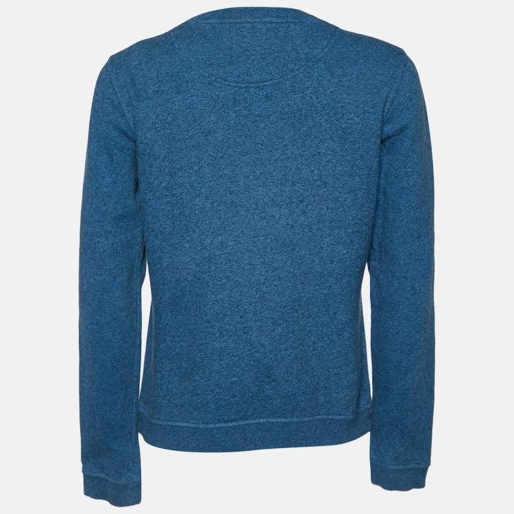 Pre Owned Kenzo Peacock Blue Logo Applique Cotton Knit Sweatshirt M