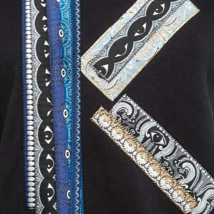 Pre Owned Kenzo Black Cotton Letter Patch Detail Sweatshirt M