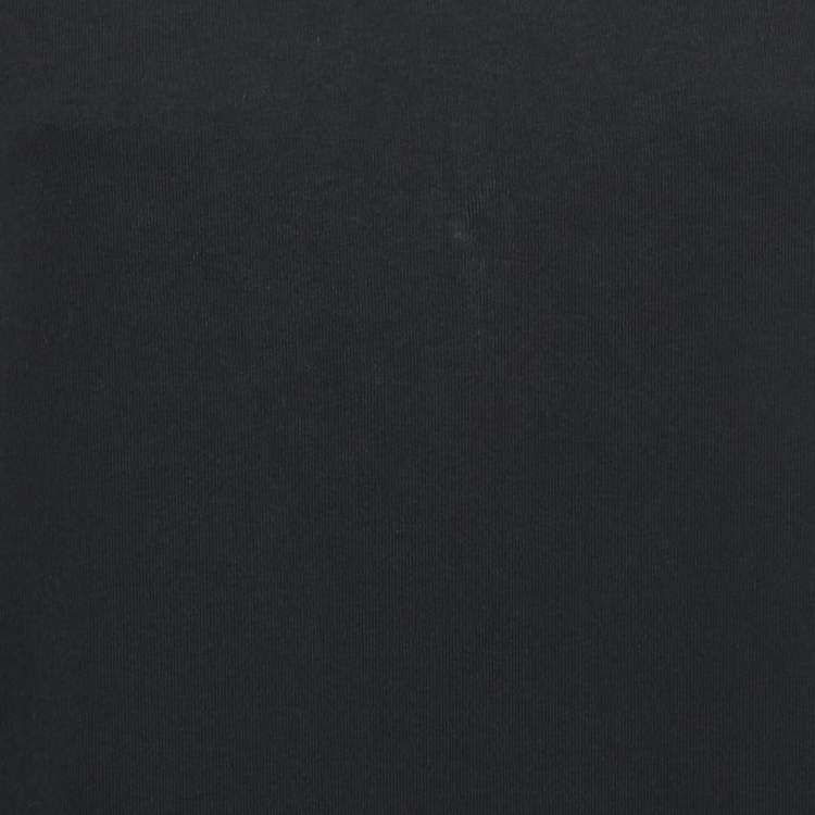 Pre Owned Kenzo Black Cotton Logo Printed Sleeve Detail Midi Dress M